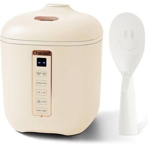 Chaceef Mini Rice Cooker 1.2L Capacity Beige with Rice Spoon and Manual 200W